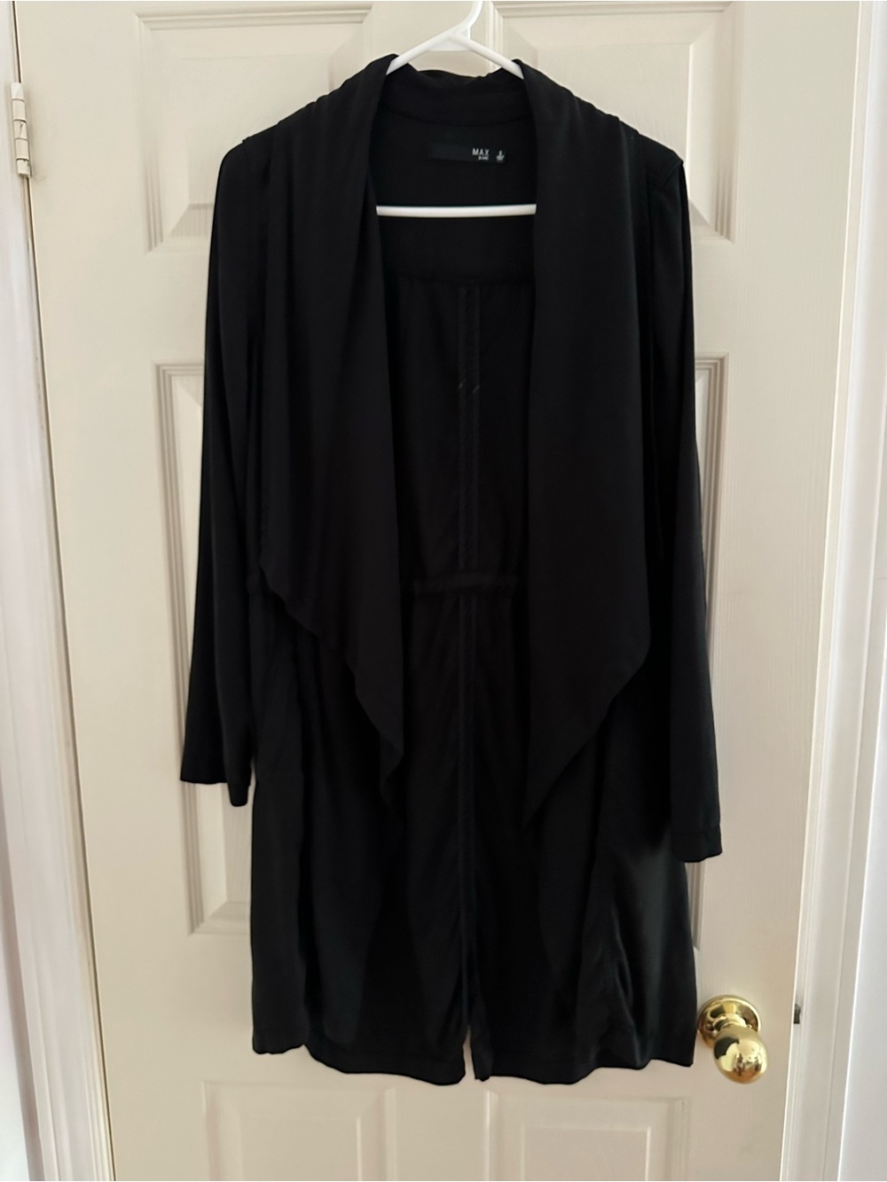 Black Draped Open Front Cardigan